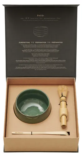 ASA SELECTION Geschirr-Set Moribana Matcha-Set Matsu Shiny, 3-teilig - Das elegante 3-teilige ASA Moribana Matcha-Set Matsu Shiny aus hochwertigem Steinzeug und Bambus bietet alles für die stilvolle Zubereitung von Matcha. Ideal für Teeliebhaber, die modernes Design und Qualität schätzen.