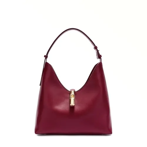 Furla Goccia M Beuteltasche dunkelrot - Damen-Schultertaschen aus feinem genarbtem Kalbsleder, stilvoll und ideal für den täglichen Gebrauch.