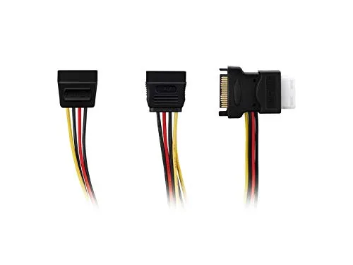 adaptare 34114 Netzteil-Adapter-Kabel 15-polig SATA-Anschluss auf 4-polig IDE und 2-mal 15-polig SATA schwarz