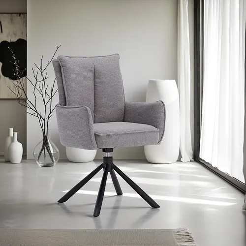 Homestyle4u Polsterstuhl Drehbar Grau Stoff 2840 - Esszimmerstuhl mit 360° Drehfunktion, gepolsterten Armlehnen und komfortabler Rückenlehne für höchsten Sitzkomfort – ideal für moderne Wohn- und Arbeitsbereiche.
