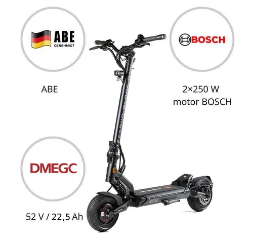 Teverun E Scooter mit Straßenzulassung – 60 km Reichweite, 150 kg Tragkraft, 10 Zoll Reifen, Blade Mini Pro Schwarz