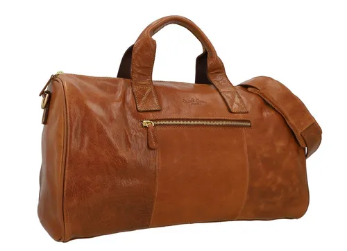 Gusti Leder Reisetasche Hall - Braun 24x44x20cm - Hochwertige Reisetasche aus robustem Büffelleder, wasserfestes Innenmaterial und großes Innenfach für optimale Organisation.