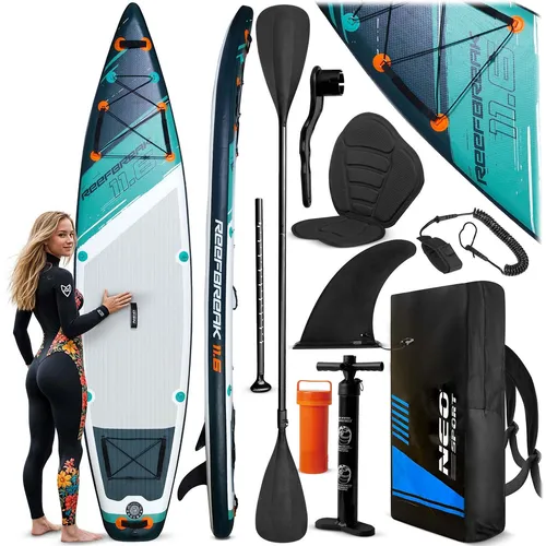 Reefbreak SUP-Board 350 x 81 x 15 cm – Leicht und Stabil - Strandutensilien mit Drop Stitch Light-Technologie für Langlebigkeit und UV-Beständigkeit. Inklusive Zubehörset für ein perfektes Paddle-Erlebnis!