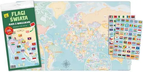 Flagi świata Mapa z naklejkami (swiata) / Wyd. Jako