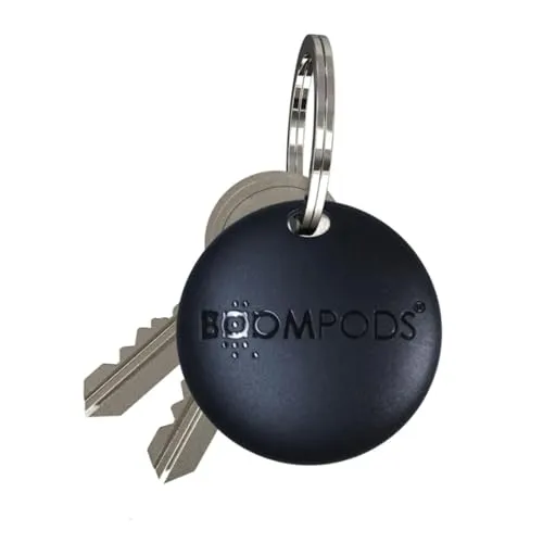 Boompods Boomtag Schlüsselfinder - Ozeanplastik Smart Tag Wallet Finder, Mini GPS Tracker Bluetooth kompatibel mit Android & Apple, Gegenstandsfinder für Schlüssel, Koffer, Kinder und Hund, Grau