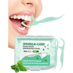 Zahnseide Sticks Minze Twin Line Floss 200 Stück - Praktische 200 Stück Zahnseide-Sticks mit erfrischendem Minzgeschmack. Ideal für die gründliche Reinigung von Zahnzwischenräumen, auch an schwer erreichbaren Stellen. Ergonomisches Design für einfachen und komfortablen Einsatz.