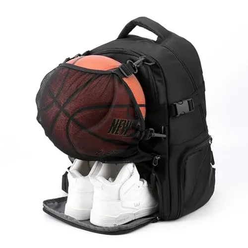 HMAKGG Basketball Rucksack mit Schuhfach - Sportfan Rucksack mit 30L Volumen, belüftetem Schuh- und Ballfach, perfekt für Training und Schule. Wasserdichtes Design schützt vor Regen und Schmutz.