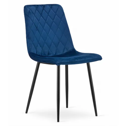 Eleganter Esszimmerstuhl mit Velours-Sitz in Blau und Metallbeinen