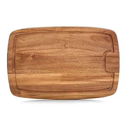 Zeller 25556 Schneidebrett mit Saftrille, Akazie Holz 40 x 26 x 1.5 cm, Natur