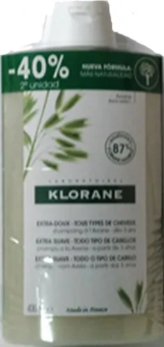 KLORANE Haarshampoo A LA LECHE DE AVENA - Duo 2 x 400 ml - Haarshampoos, besonders sanft und ideal für empfindliche Kopfhaut, mit Hafermilch für eine beruhigende Pflege.