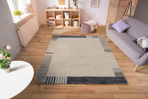 Novel Webteppich Palazzo Lobo, Blau und Grau, 160x230 cm - Moderne Teppiche, rechteckiger Webteppich aus strapazierfähigem 100% Polypropylen, ideal für hygienische und stilvolle Wohnräume.