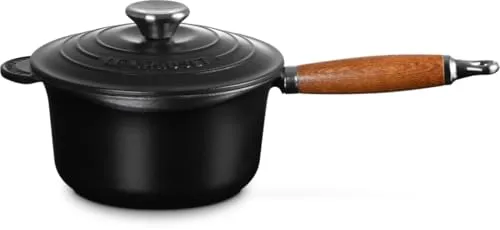 Le Creuset Profitopf mit Holzgriff 18 cm Schwarz - Kochtöpfe – Ideal zum Zubereiten empfindlicher Saucen, mit gleichmäßiger Temperaturverteilung und einem speziellen Ventilationssystem gegen Überkochen.