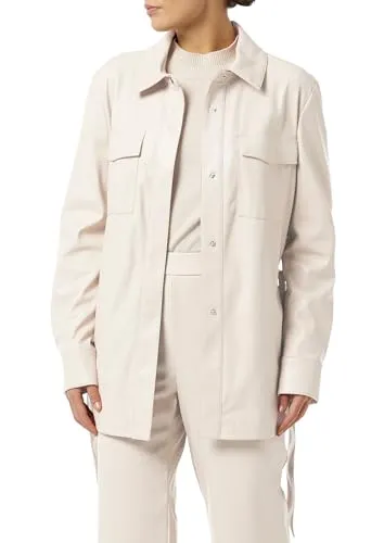comma Overshirt mit Gürtel aus Fake Leather - Funktionsjacken aus hochwertigem Fake Leather, stilvoll mit Hemdkragen und Brusttasche, perfekt für lässige Looks.