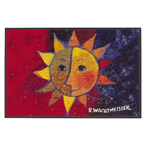 Salonloewe Rosina Wachtmeister Fußmatte Sole 50x75 cm - Bunte Katzenmotiven für jeden Eingangsbereich - Fußmatte 50x75 cm aus 100% Polyamid, waschbar und rutschfest; ideal als Schmutzfangmatte für innen und außen, besonders pflegeleicht und langlebig.