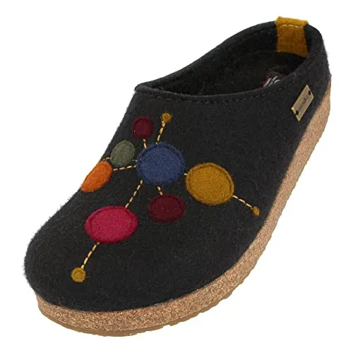 HAFLINGER Grizzly Faible Filzpantoffeln Schwarz, Gr. 39 von Haflinger
