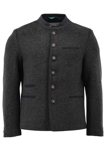 OS Trachten Trachtenjanker Slim Fit Huzam in Anthrazit, Größe 46 - Eleganter Slim Fit Trachtenjanker mit Stehkragen und 4 Paspeltaschen. Ideal für besondere Anlässe und den Alltag, bietet er eine stilvolle Passform und hochwertige Details.