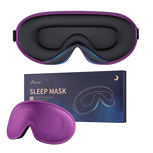 Schlafmaske Augenmaske für Frauen Herren Seide weicher Schaumstoff komfortable Schlafbrille Augenabdeckung Augenbinde in der Nacht Block Out Licht für Reisen Yoga Nap, Violett