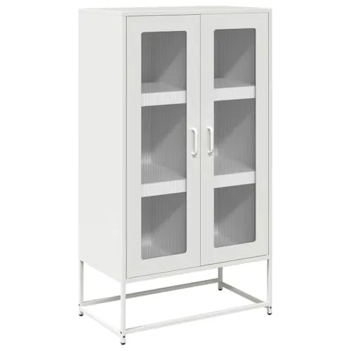 vidaXL Highboard Weiß 68x39x123 cm aus Stahl - Kommode aus robustem kaltgewalztem Stahl mit 6 Fächern und 2 Türen, bietet reichlich Stauraum und schützt deine Sachen ordentlich und sicher.