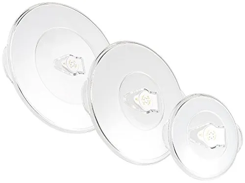 Rosenstein & Söhne Deckel mit Vacuum-Ventil: Vakuum-Universaldeckel, Ø 11, 18 & 23,5 cm, 3er-Set (Frischedeckel, Airless Covers, Frischhaltedosen)