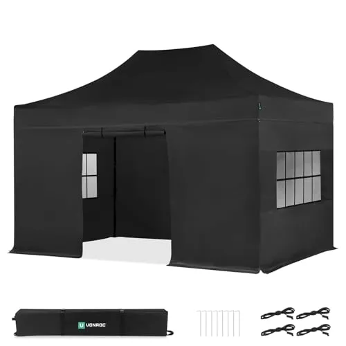 VONROC Partyzelt 3 x 4,5 m in schwarz von VONROC