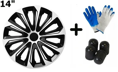 Radkappen 14 Zoll NRM STRONG DUOCOLOR weiß schwarz - Radkappen & Stahlfelgenringe, universell kompatibel und splittfest, ideal für Tuning und Styling, einfache Installation mit glänzender Oberfläche.