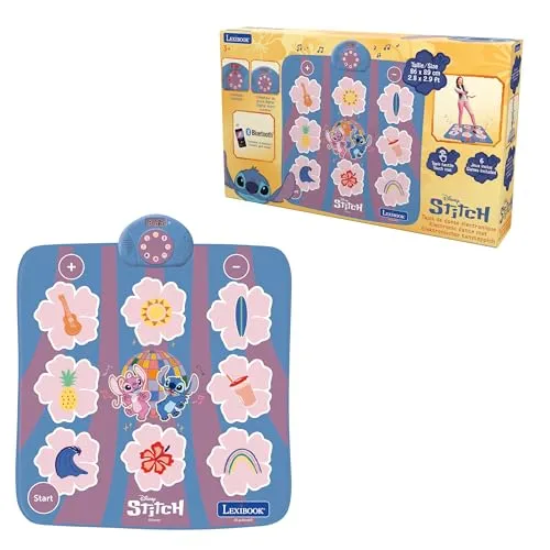 Lexibook, Disney Stitch, elektronischer Tanzteppich Stitch, Bluetooth und beleuchtet mit 6 Spielmodi, Rosa, DM10D