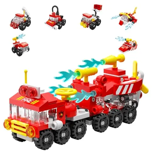 Vilbocr Einsatzfahrzeuge Bausteine Set, Forest Fire Truck | Polizeiauto, Feuerwehrauto, Krankenwagen, Tank, Rettungshubschrauber & Baufahrzeuge, STEM-Spielzeug, Für Kinder ab 6 Jahren
