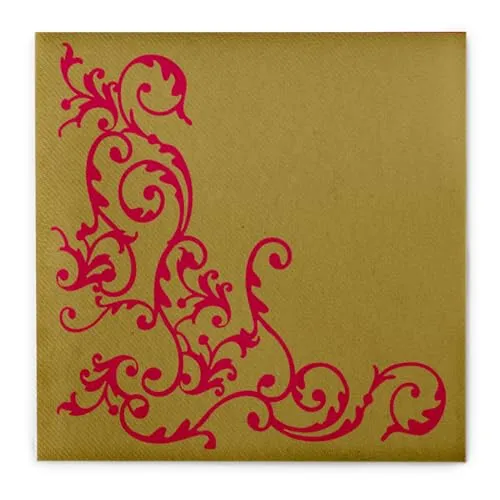 Mank 50 weihnachtliche stoffähnliche Airlaid Servietten Motiv Pomp Gold Rot ca. 40 x 40 cm 60g Linclass Airlaid 1/4-Falz, Weihnachtsservietten