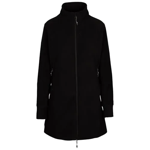 Trespass Damen Anti-Pilling-Fleece-Jacke, langärmelig, durchgehender Reißverschluss, weiche Fleece-Jacke, warm, recyceltes Fleece, lässig, längeres Oberteil, Schwarz , 36
