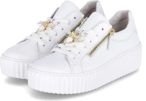 Gabor Damen Low-Top Sneaker, Frauen Halbschuhe,Wechselfußbett,Best Fitting,straßenschuhe,Strassenschuhe,Sportschuhe,Weiss (Gold),41 EU / 7.5 UK