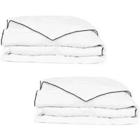 vidaXL Winter-Daunendecke 2 Stk. 155x220 cm - Weiß - Bettdecken für wohlige Wärme im Winter, aus gebürsteter Mikrofaser mit Entenfedern und Daunen, maschinenwaschbar bis 40°C, Lieferung umfasst 2 Decken.