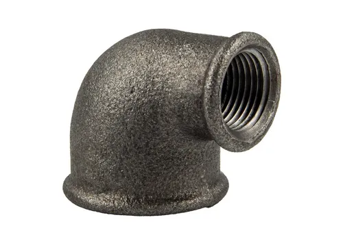 GEBO Gewindefitting Temperguss-Gewindefitting schwarz Winkel 90°, 1/2 x 3/8 Zoll