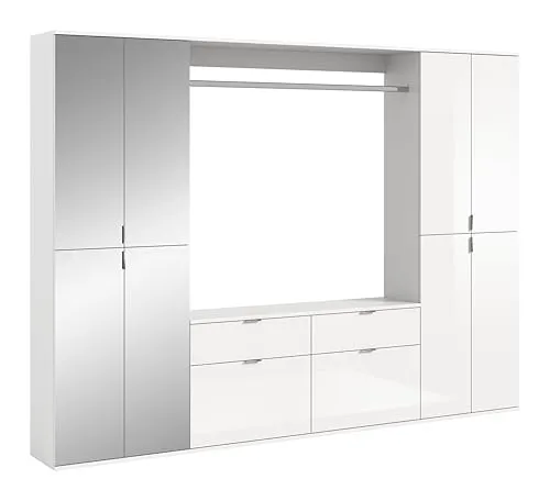 xonox.home X07A9S11 Projekt X Systemmöbel Garderobe - Drohnen für modernes Design: 4-teiliges Set in Hochglanz-Optik, ideal für stilvolle Ordnung im Eingangsbereich mit optimalem Stauraum.