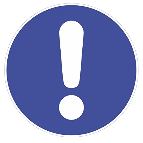 Gebotsaufkleber Allgemeines Gebotszeichen I Ø 9 cm I DIN 4844-2 I Als Hinweis zur Sicherheit, Achtung, Vorsicht, Warnhinweis, Ausrufezeichen I hin187