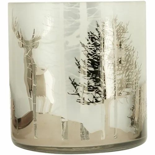 Exner GmbH Windlicht WindLicht Vitreous - Glas 15x15x15 cm - Windlichter für eine gemütliche Atmosphäre, das WindLicht Vitreous aus Glas mit Weihnachtsmotiv sorgt für festliches Licht und ist ideal für die Feiertage.