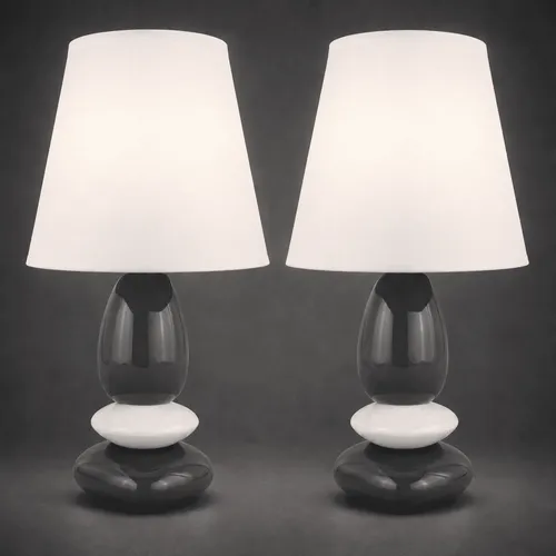 Tischlampe 2er Set in Steinoptik Grau/Weiß