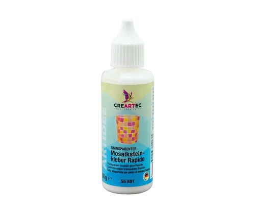CREARTEC Klebstoff Mosaiksteinkleber Rapido - schnell und einfaches Ankleben - 50g, Transparent - kurze Trocken- und Vortrocknungszeit - Made in Germany