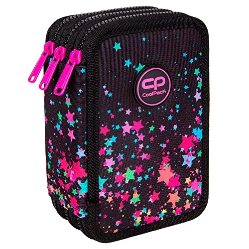 Dreifaches Federmäppchen Galaxy für die Schule - Federmäppchen mit 3 Kammern, gefüllt mit Zubehör, ideal für Mädchen und perfekt organisiert für den Schulalltag.