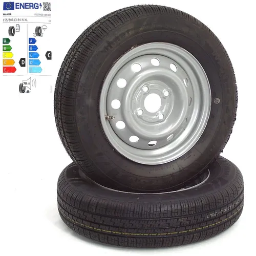 Apex Anhänger 2 x Komplettrad 155/80R13 84N 100x4 TB129 - Robuste Lösung für Anhänger - 2 Stück Anhänger-Komplettrad 155/80 R13 4x100, ideal für Wohnwagen und PKW-Anhänger. Hochwertige Stahlfelge mit robustem Reifen für hohe Tragfähigkeit und verbesserte Fahrstabilität. Schnelle Montage und vielseitig einsetzbar.