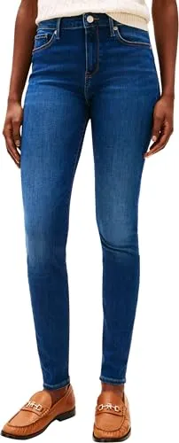 Tommy Hilfiger Damen Jeans Como Skinny New Doreen, Blau, 32W/25L - Stylische Skinny Jeans aus hochwertigem Stretch-Denim mit modischem Fade- und Whiskering-Effekt. Ideal für einen trendbewussten Look in jeder Situation.
