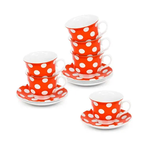 tlg. Teeservice für 6 Personen - Kaffeegeschirr Set aus Porzellan Polka Dots - Komplett-Service für 6 Personen, aus hochwertigem Porzellan mit charmantem Polka Dots Muster – perfekt für gesellige Teestunden.