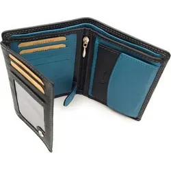 Jockey Club Basic echt Leder Geldbörse Portemonnaie RFID Schutz schwarz petrol