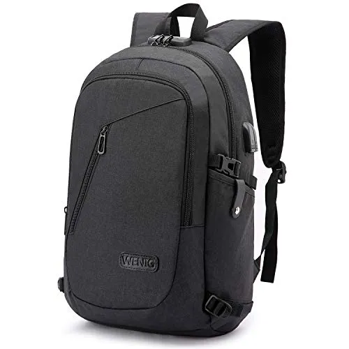 Diebstahlschutz-Rucksack für Laptop, 39,6 cm (15,6 Zoll), wasserdicht, mit USB-Ladeanschluss, Business-Rucksack, für Freizeit, Geschäft, Schule, Schwarz
