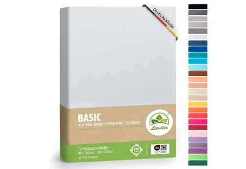 leevitex® Spannbettlaken für Topper – weich, anschmiegsam, pflegeleicht & ideal zum Wohlfühlen, Gummizug: Rundum-Gummizug, 100 % Baumwolle, Oeko-Tex, 18 cm Steghöhe