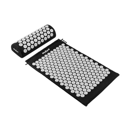 REBEL Active Gesundheitsmatte mit Akupressur-Nadeln und Kissen RBA-6002-BK - Akupressur-Matte mit Kissen von REBEL ACTIVE, fördert die Durchblutung und lindert Verspannungen, ideal für Zuhause, Büro oder Reisen, inklusive Tragetasche.