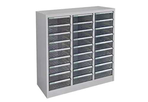 ADB Schubladencontainer aus Metall mit 27 Schubladen - Büroschränke mit 27 Schubladen für optimale Organisation, robustes Metalldesign und platzsparende Maße von 79,5 x 88 cm (B x H)