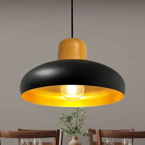 Bamyum Deckenleuchte Androa 1flammig E27 - Industrielle Deckenleuchte aus Metall und Holz, ideal für Wohnzimmer und Restaurants. Mit ihrem modernen Design und der Möglichkeit zur Dimmung schafft sie eine gemütliche Atmosphäre.