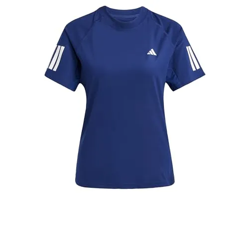 adidas Women's Club 3 Stripe Tennis Climacool T-Shirt, Dark Blue, M