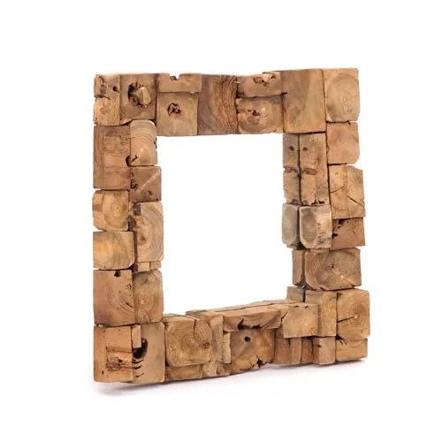 CREEDWOOD Wand Spiegel Mosaik 50x50cm | Massivholz Unikat - Dekorative Wandspiegel aus handgefertigtem Massivholz, jedes Stück einzigartig. Bringt Naturcharme in jeden Raum und sorgt für ein helleres, freundlicheres Ambiente.
