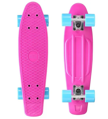 BIKESTAR Vintage Retro Cruiser Skateboard 60mm - Cruiserboards für Kinder und Erwachsene, ideal für Anfänger ab 6 Jahren. Kompakt, leicht und perfekt für Stadtfahrten, mit hochwertigen PU-Rollen für ruhige Fahrten!